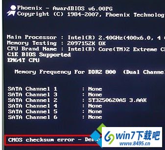 win10ϵͳԼʾCMos checksum error-defaults loadedͼĲ